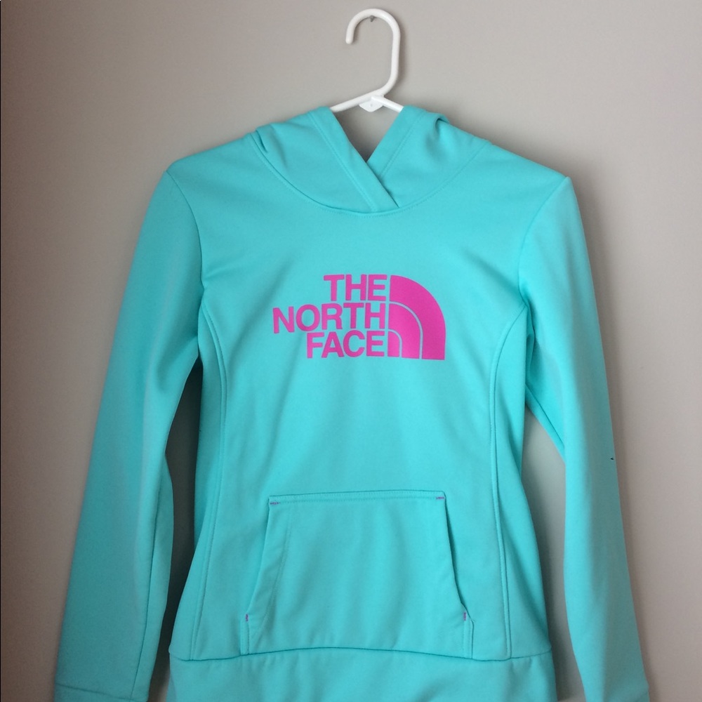 The North Face blue and magenta hoodie